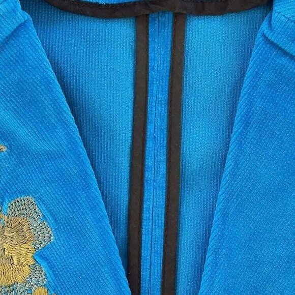 TM True Meaning Womens Jacket, True Meaning Blazer Corduroy, Embroidered Flowers - Picture 13 of 16